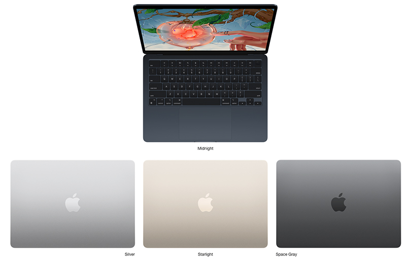 MacBook Air M2 với nhiều màu sắc hơn so với dòng Pro